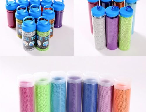 Wholesale fast dry mesh fabric printed logo compact cooling towel with bottle