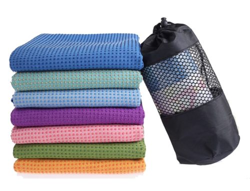 Custom microfiber thick fabric anti slip with dot pattern yogitoes skidless towel