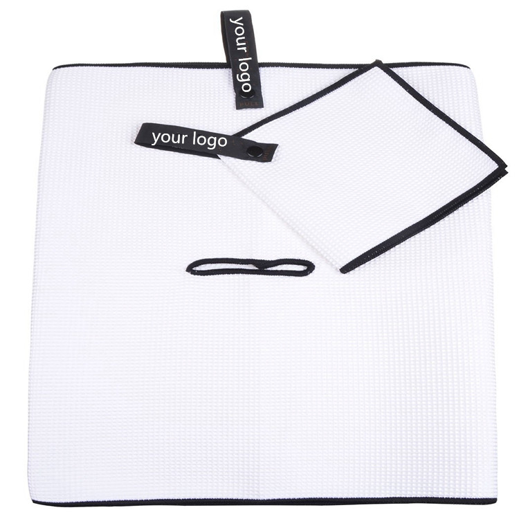 Wholesale High Absorbent White Waffle Microfiber Golf Towel With Hole ...