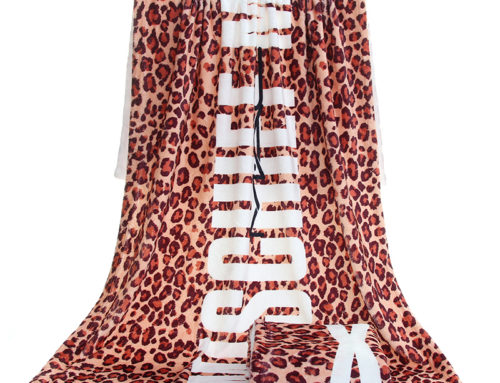 Custom sublimation print leopard pattern microfiber coral fleece blanket 70x140cm 350GSM