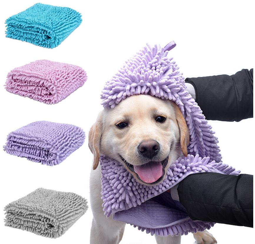 Fabbrica di asciugamani per animali domestici in ciniglia in microfibra  all'ingrosso 80x35cm asciugamani in microfibra con passante per appendere