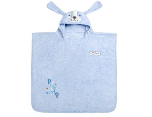 Pure cotton cartoon embroidered dog pattern poncho wrap cape for kids bath towel